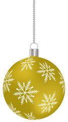 Gold hanging ball with snowflakes