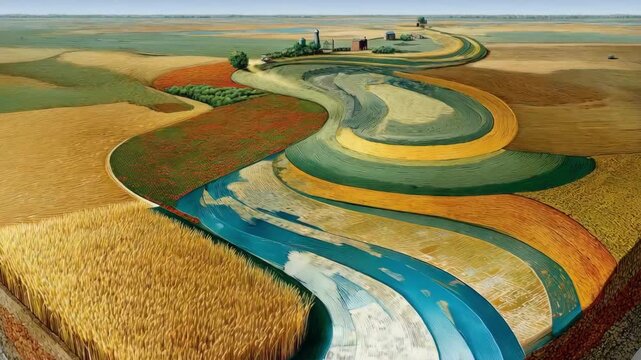 Regenerative notill technique illustrated by closeup of diverse crop rotation and rich soil layers supporting biodiversity and carbon sequestration.