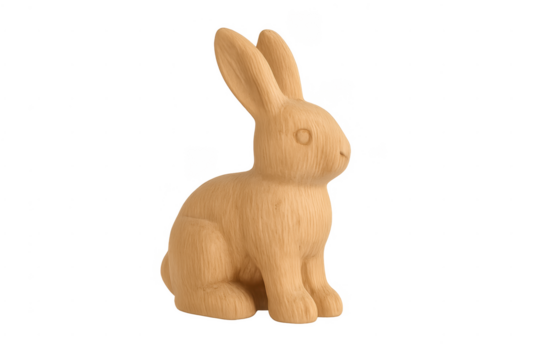 Wooden rabbit figurine sitting for easter decoration - Powered by Adobe
