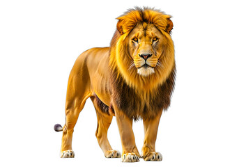 Majestic lion standing tall isolated on transparent background, a symbol of strength