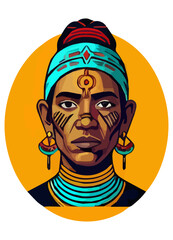 Vigilant Sentinel Vector Profile – Native Man with Minimalist Black Face Paint and Blue Headband