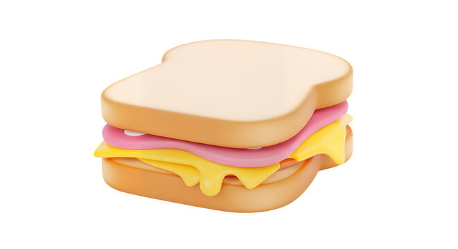 3d illustration of delicious sandwich with ham and cheese isolated on transparent background