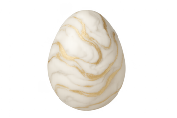 Easter egg with white marble and gold texture