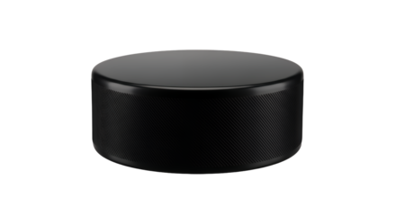 3d illustration of black ice hockey puck for game or sport isolated on transparent background