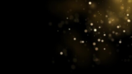 Celebration of sparkling abstract gold particles on black background - Powered by Adobe