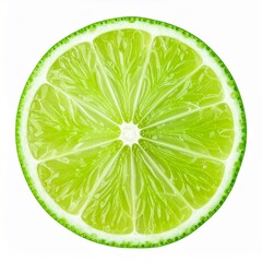 Fresh Green Lime Fruit Slice Isolated on White Background Representing Biotic Citrus and Natural Freshness Concept