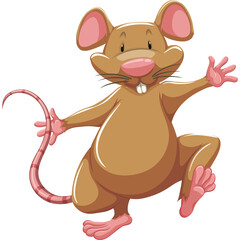 Brown Mouse Character Dancing With Joy And A Big Smile Isolated On A White Transparent Background, A Cute Rodent In A Playful Pose