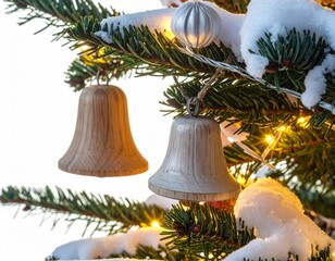 Realistic Close-Up of Decorated Christmas Tree with Ornaments and Lights — Festive Holiday Celebration Background