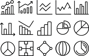 Hand drawn business data visualization charts and graphs icons