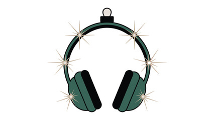 Melodic Holiday: Festive headphone ornament glitters with joyous music and holiday cheer, perfect for celebrating musical passion during the festive season.