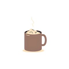 Steaming mug of hot chocolate with whipped cream