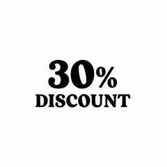 30 Percent Discount Offer Typography Vector