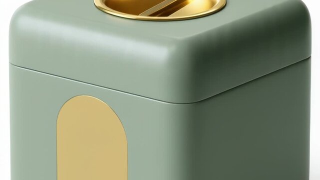 Elegant green and gold tissue box with modern design