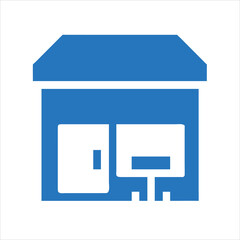 Restaurant building silhouette with terrace and signage,