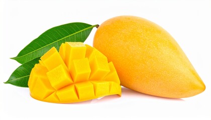 Fresh Mango Fruit Isolated on White Background Representing Tropical Organic Food and Nutrition Concept