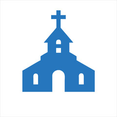 Church vector with steeple and cross on top