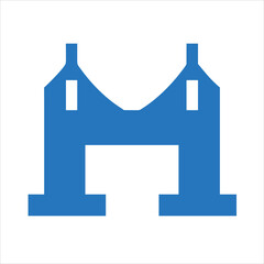 Bridge structure vector connected between two buildings