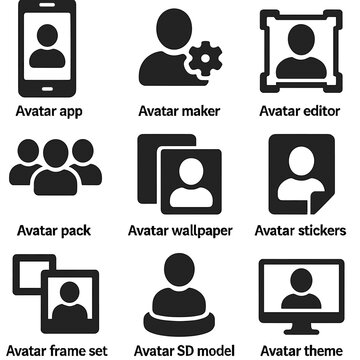 Diverse avatar app icons for digital customization and personalization