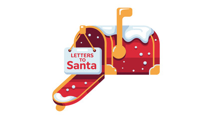 Letters to Santa: A vibrant and inviting mailbox, adorned with festive snow and a sign beckoning children to send their wishes. Symbolizing the anticipation and joy of the holiday season.