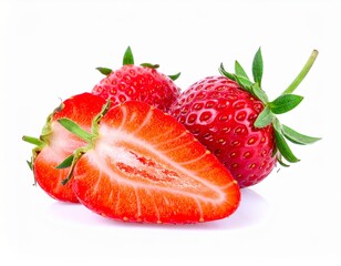 Fresh Red Strawberry Isolated on White Background Representing Organic Fruit and Natural Sweetness Concept