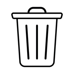 Minimalist trash bin icon, clean black outline waste container symbol