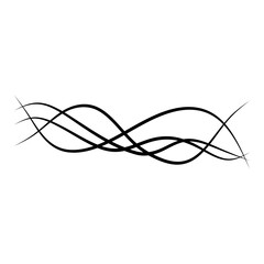 Stylized curved black lines forming abstract waveform minimal design pattern
