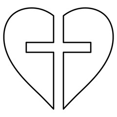 Heart Cross Symbol in Minimal Christian Love Faith unity hope