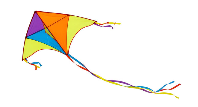 Colorful kite flying in the sky isolated on transparent background - Powered by Adobe