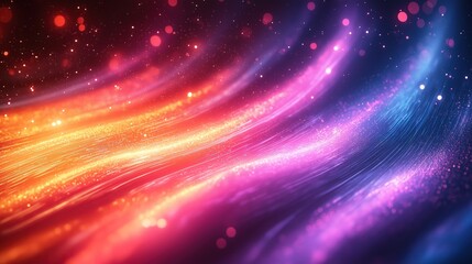 Fototapeta premium Vibrant and colorful background with swirling lights glowing lines and stars for abstract space themed design