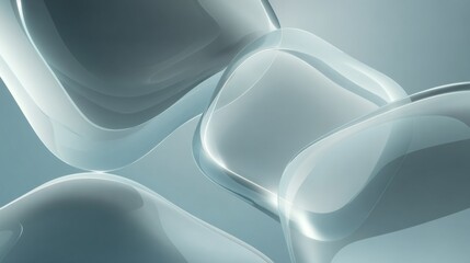 Translucent gel shapes create an intriguing pattern on a soft blue background, evoking a sense of calm and modern design in the setting