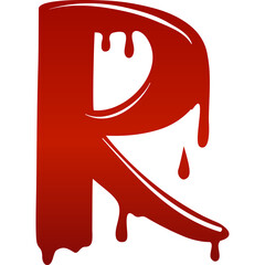 Crimson Red Letter R Dripping Blood Effect Graphic Design Isolated On Transparent Background