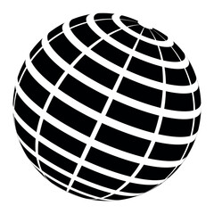 Abstract Globe Sphere Grid Lines Black White Minimal Global Design