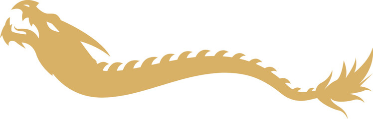 Golden Chinese Dragon Silhouette Illustration