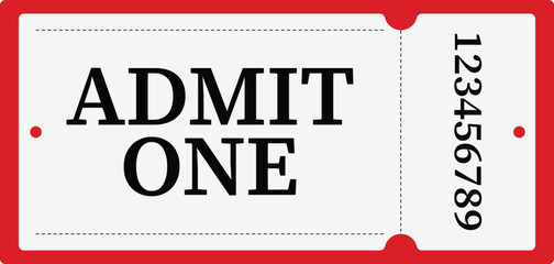 Admit One Ticket - Simple Red and White Event Entry Ticket Design
