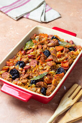 Traditional Polish dish Bigos with cabbage and meat. National cuisine.