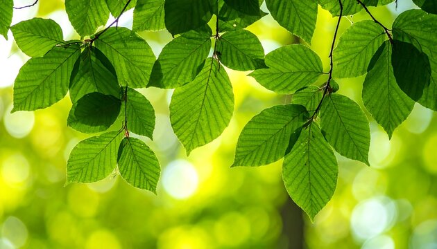 Vibrant Green Leaves Bathed in Sunlight, Creating a Serene Natural Background.