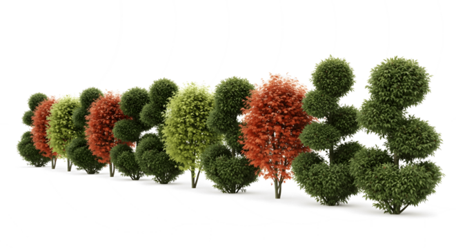 Vibrant autumnal trees in a row bring seasonal charm and organic elegance to landscape designs