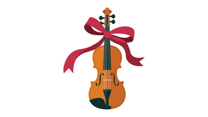 Violin Adorned with Ribbon: A beautifully crafted violin, accentuated by a delicate red ribbon, exudes an aura of music and festivity, symbolizing the joy of melody.