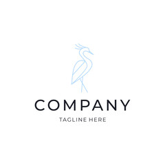 Obraz premium Line art heron logo design. geometric animal flat icon illustration vector