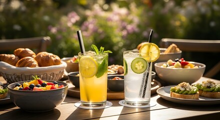 Summer Citrus Beverage Served in Glass with Lemon Slices