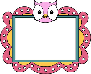 Cute Owl Animal Baby Kids Character Playful Children Sticker Design Mascot Nursery Illustration