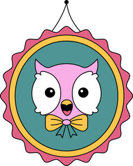 Cute Owl Animal Baby Kids Character Playful Children Sticker Design Mascot Nursery Illustration