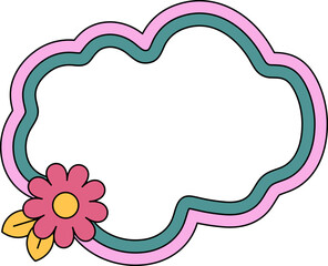 Cute Floral Frame Border Romantic Wedding Ornament Playful Vintage Decoration Illustration