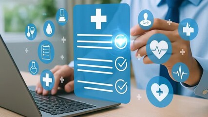 Professional Navigating Digital Healthcare System with Virtual Medical Icons and Online Health Records for Modern Medical Services - Powered by Adobe
