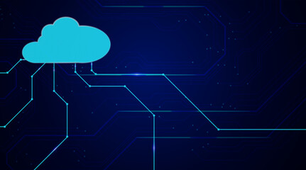 Digital Cloud Connection Circuit Line Art