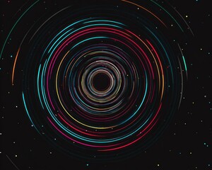Colorful radial rings expanding from cursor on dark screen