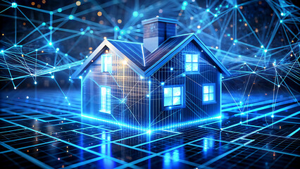 Smart home concept with glowing lines and network connections representing automation and technology for modern living and innovation