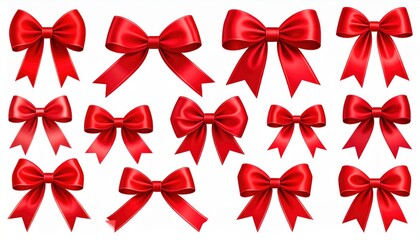 Vibrant red bows set for festive gift wrapping and decoration beautiful red bows perfect for festive gift wrapping party decorations and craft projects