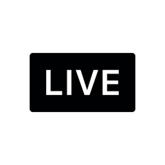 A black rectangle with rounded corners displaying the word live in white capital letters in the center