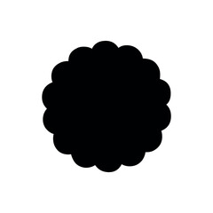 A simple black scalloped circle shape isolated on a white background in a minimalist style image